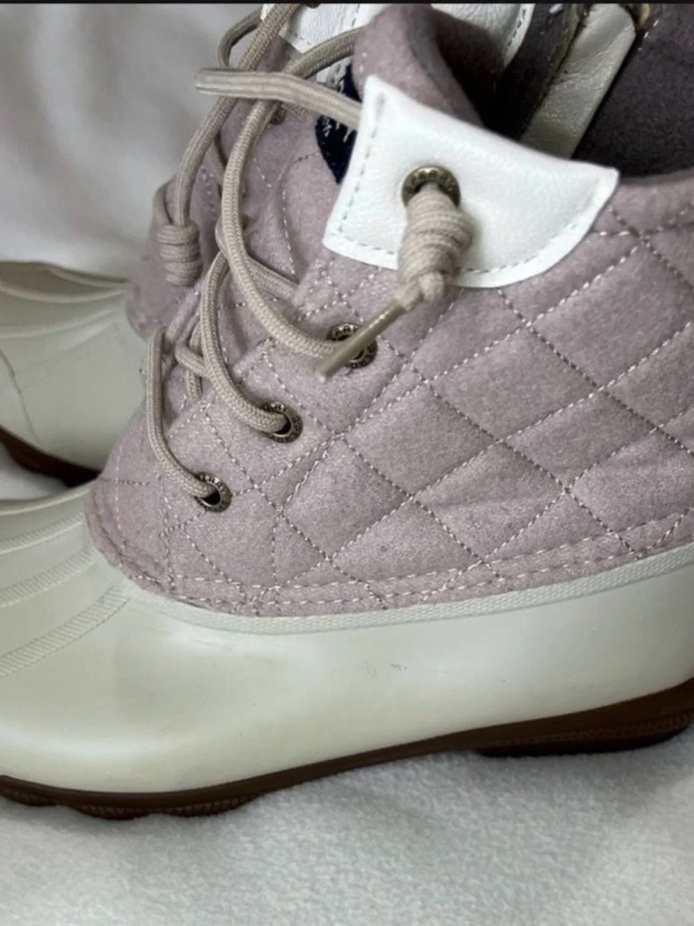 Sperry Women's Quilted Light Pink and Cream Duck Boots
